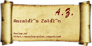 Aszalós Zalán névjegykártya