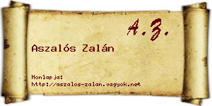 Aszalós Zalán névjegykártya